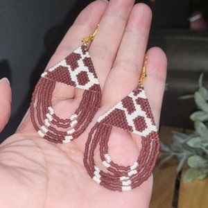 HANDMADE BEADED GIRAFFE PRINT BEADED EARRINGS